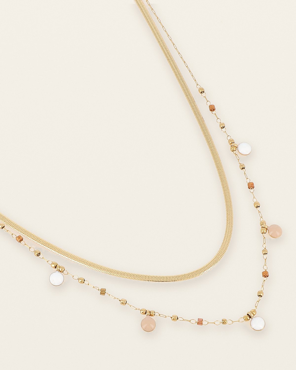 Émilie Necklace – White & beige